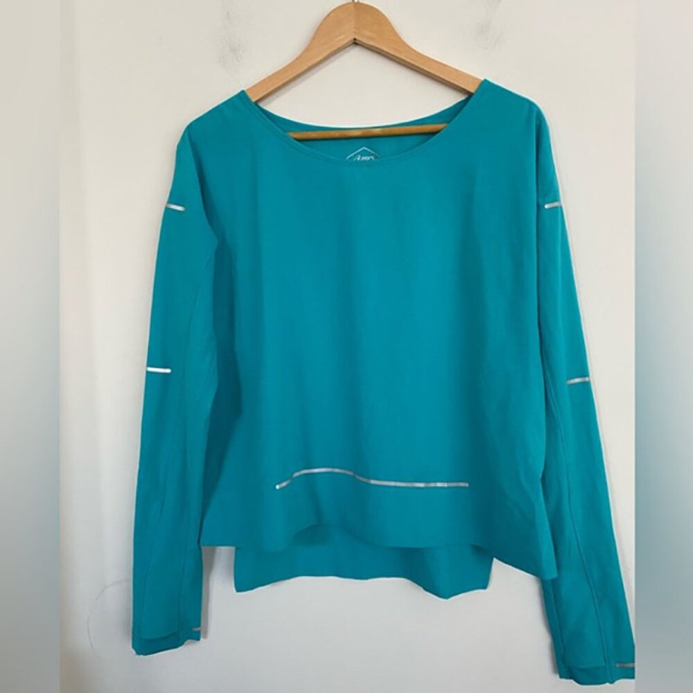 Asics LiteLong Sleeve Pullover Cover up In Teal / Turquoise size M - Picture 2 of 10